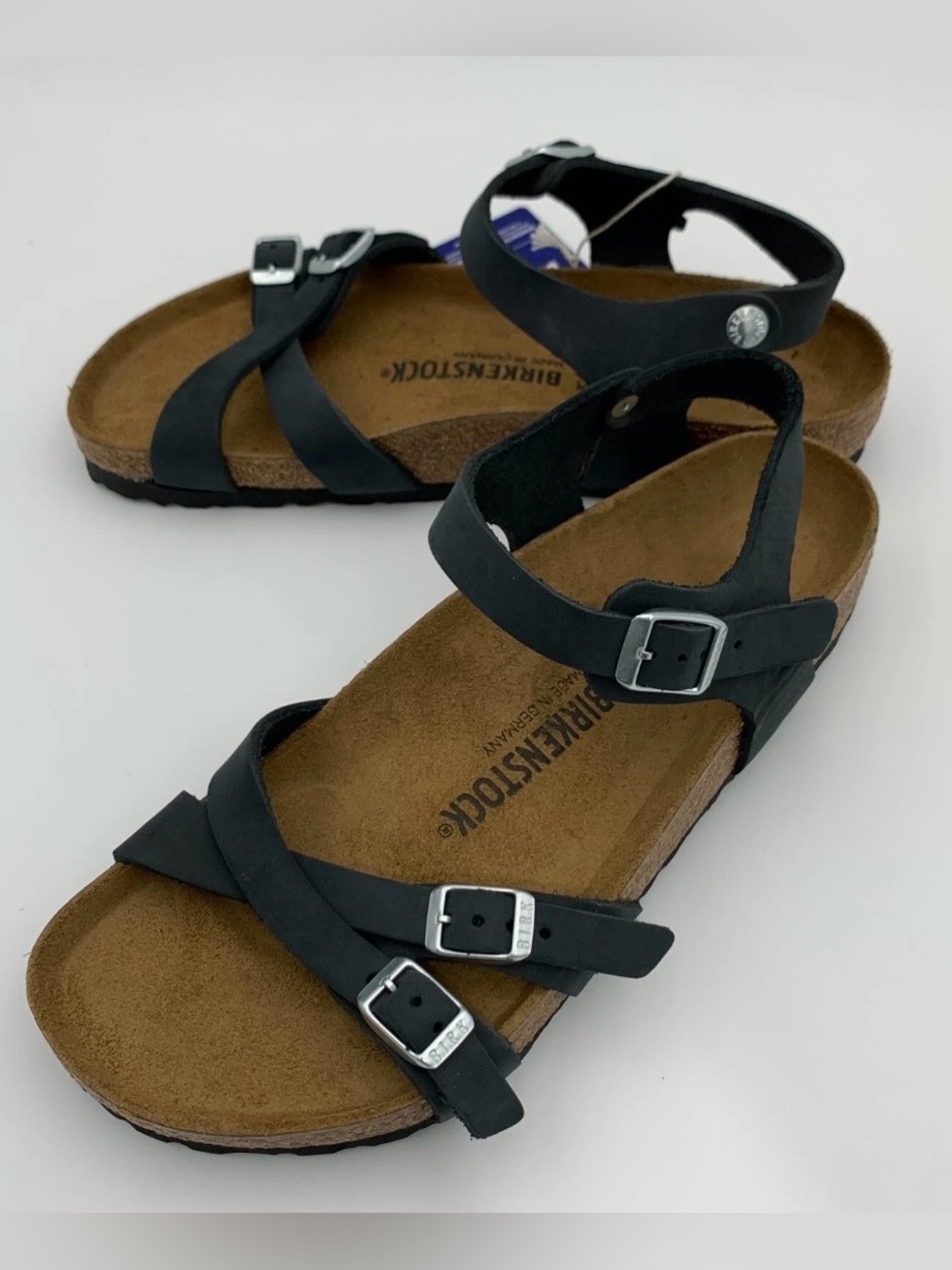 Birkenstock 💅🌴 Kumba Black Leather Adjustable Strap Sandals 9 9.5 40 NEW - Picture 5 of 9